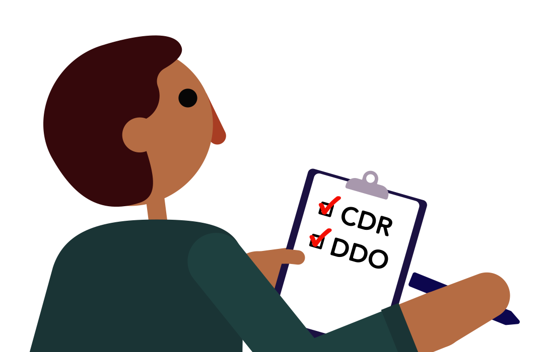Illustration of a person reviewing a target market determination