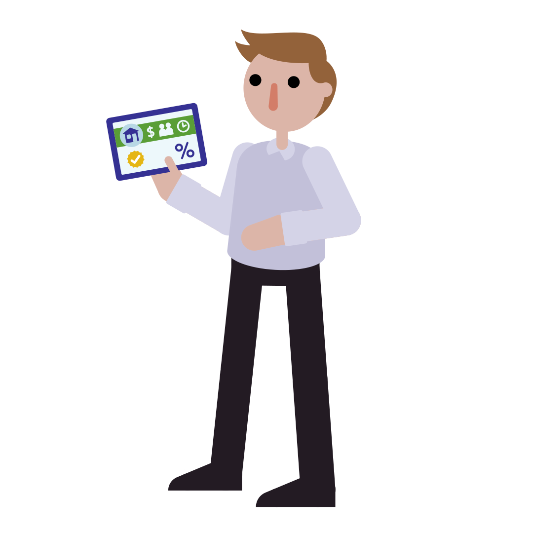 Illustration of a person managing a financial product